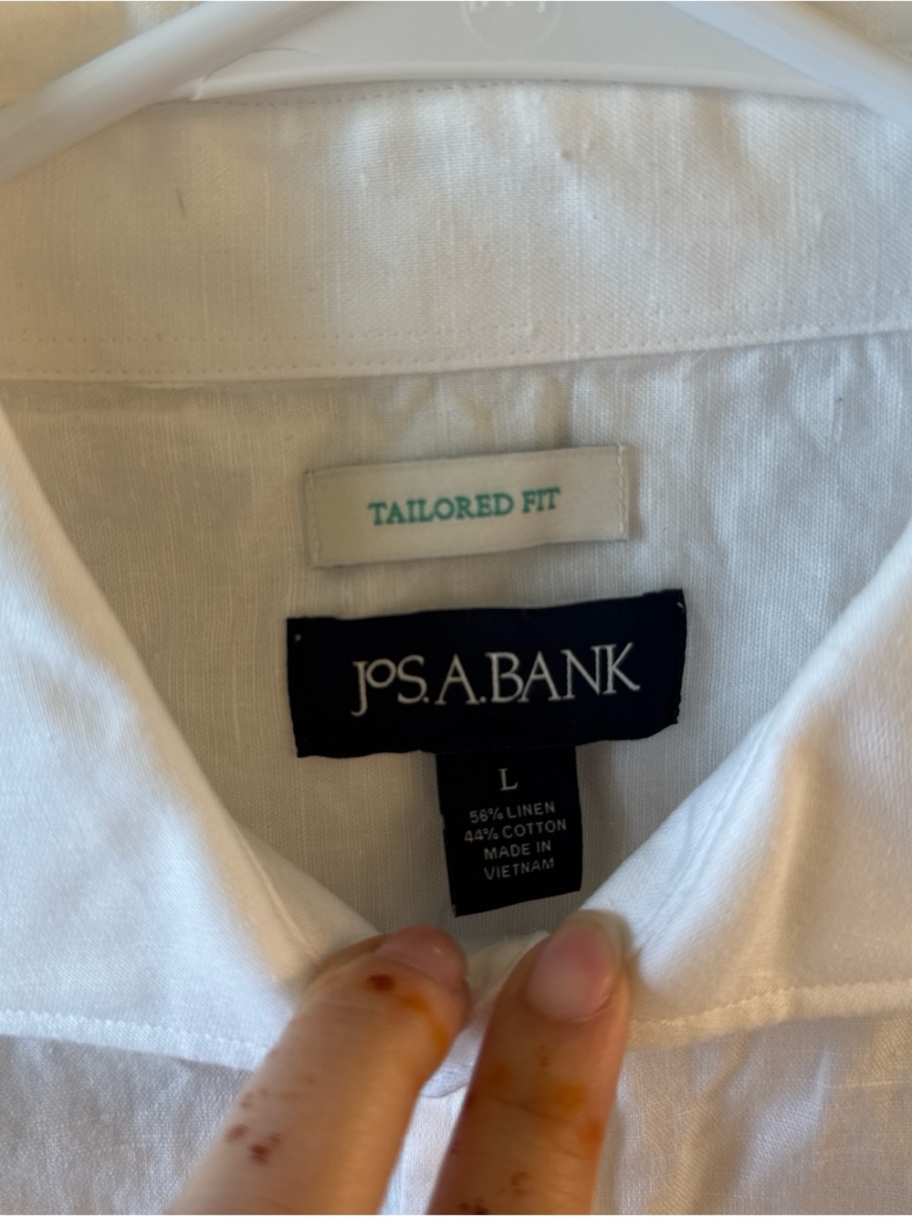 Jos. A. Bank White Tailored Fit Linen-Cotton Button Down Shirt